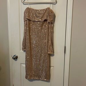 Sequin Midi off the shoulder dress
